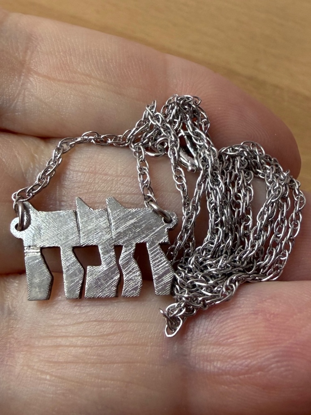 VINTAGE HEBREW NAME CHANA HANNAH NECKLACE FLORENTINE DESIGN 925 STERLING SILVER